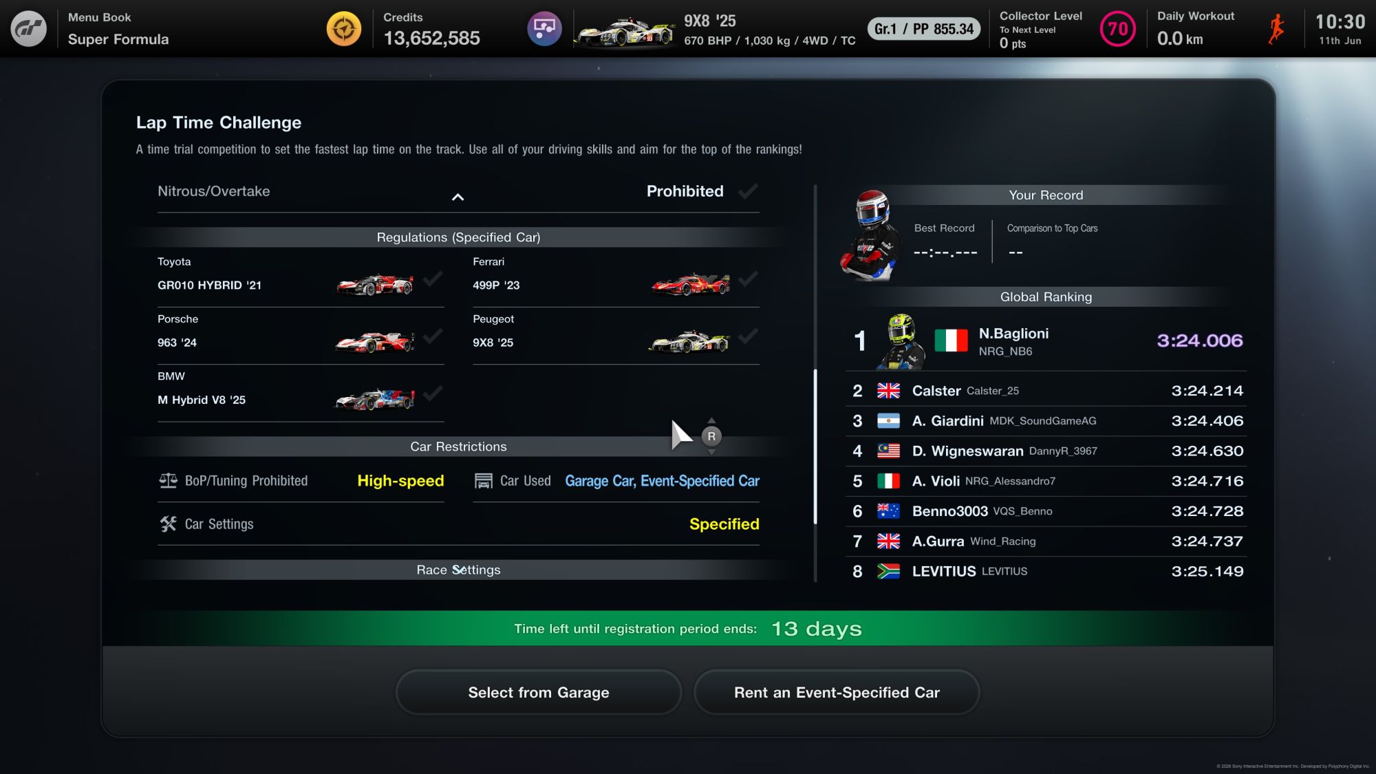 Gran Turismo 7 Online Time Trial: 24 Heures du Mans Racing Circuit GR.1 (11 June 2026) Time Trial goes live on 11 June 2026 and runs for the usual two weeks, ending on 25 June 2026. | Image 3035